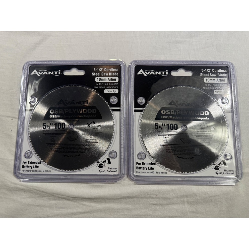 Avanti Saw Blade 5-1/2" Silver NEW Plywood 100 Tooth 10mm Arbor 2 Pack A05100X